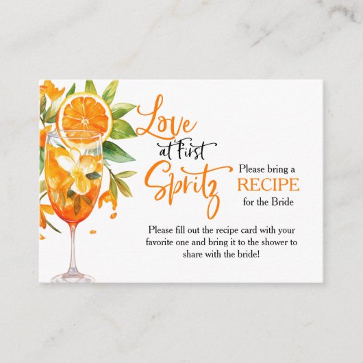 Summer Modern Elegantes Brautparty Rezept Begleitkarte (Vorderseite)