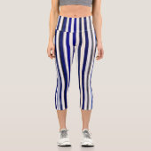 Summer Modern Navy Blue Boat Stripes Collection Capri Leggings (Vorderseite)