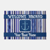 Summer Modern Navy Blue Boat Stripes Collection Fußmatte (Vorderseite)