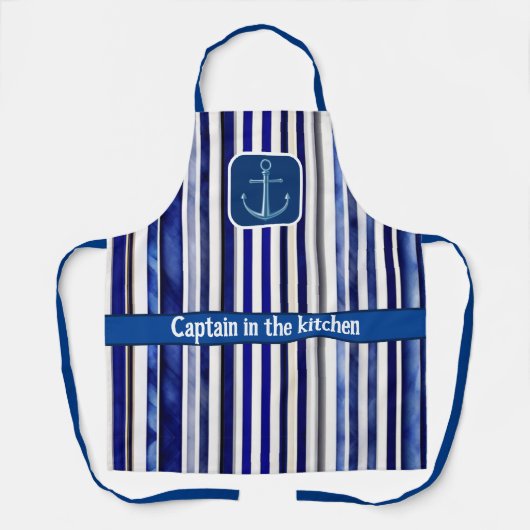 Summer Modern Navy Blue Boat Stripes Collection Schürze (Vorderseite)