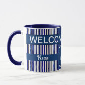 Summer Modern Navy Blue Boat Stripes Collection Tasse (Links)