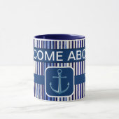 Summer Modern Navy Blue Boat Stripes Collection Tasse (Zentrum)
