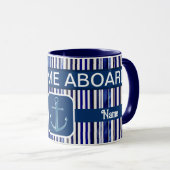 Summer Modern Navy Blue Boat Stripes Collection Tasse (VorderseiteRechts)