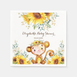 Summer Monkey Watercolor Sonnenblumendusche Serviette