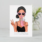 Summer Mood Fashion Beach Glam Lady Foil Einladung (Stehend vorne)