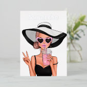 Summer Mood Fashion Beach Glam Lady Foil Einladung (Stehend vorne)