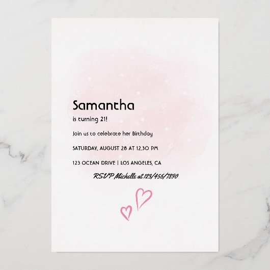 Summer Mood Fashion Beach Glam Lady Folieneinladung (Rückseite)