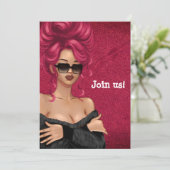 Summer Mood Fashion Red Haired Bachelorette Einladung (Stehend Vorderseite)