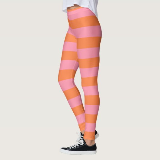 Summer Mood Pink Orange Lines Leggings (Links)