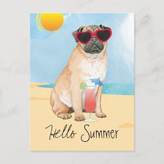 Summer Mops Postkarte (Vorderseite)