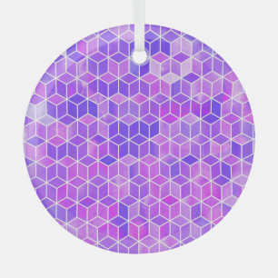 Summer Mosaic: Watercolor Cube Fusion Ornament Aus Glas