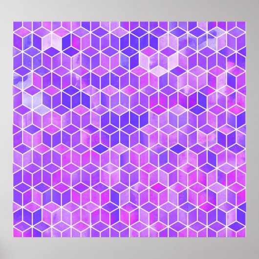 Summer Mosaic: Watercolor Cube Fusion Poster (Vorne)