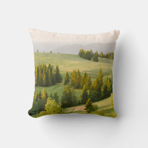 summer mountains green grass and blue sky landscap kissen