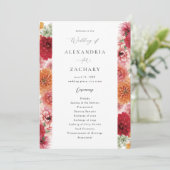 Summer Multi Color Floral Wedding Programm (Stehend Vorderseite)