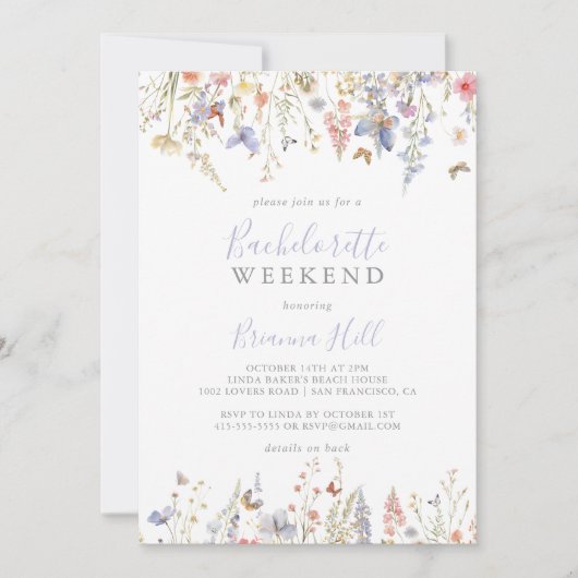 Summer Multicolor Wildblume Bachelorette Einladung (Vorderseite)