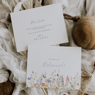 Summer Multicolor Wildblume Bridesmaid Vorschlag Mitteilungskarte