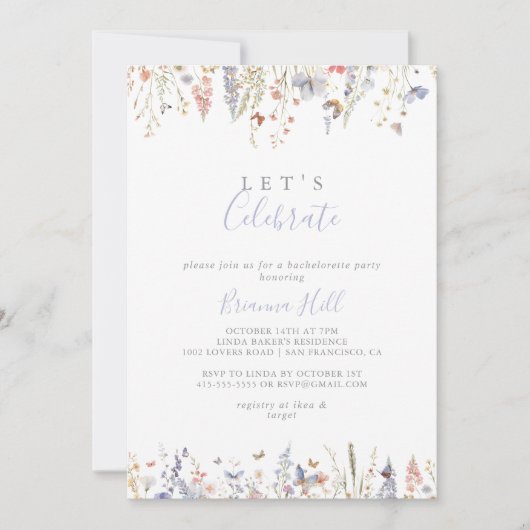 Summer Multicolor Wildblume Feiern wir Party Einladung (Vorderseite)