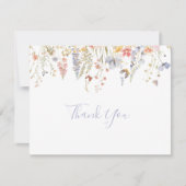 Summer Multicolor Wildblume Flat Wedding Dankeskarte (Vorderseite)
