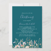 Summer Multicolor Wildblume Green Christening Einladung (Vorderseite)