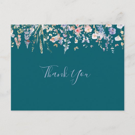 Summer Multicolor Wildblume Green Vielen Dank Postkarte (Vorderseite)