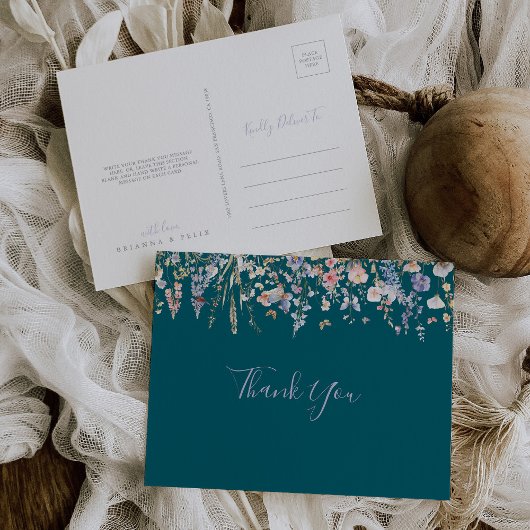 Summer Multicolor Wildblume Green Vielen Dank Postkarte