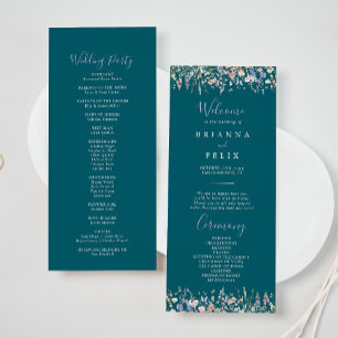 Summer Multicolor Wildblume Green Wedding Program Programm