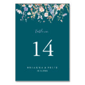 Summer Multicolor Wildblume Green Wedding Tischnummer (Vorderseite)