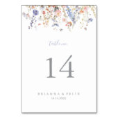 Summer Multicolor Wildblume Hochzeit Tischnummer (Rückseite)