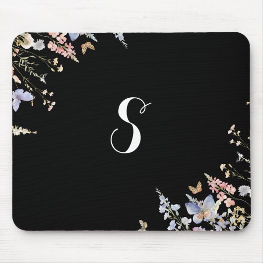 Summer Multicolor Wildblume Monogram Simple Mousepad (Vorne)