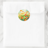 Summer Nasturtium Floral Runder Aufkleber (Tasche)