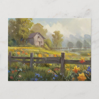 Summer Nature House Postcard Wasserfarbe Postkarte