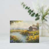 Summer Nature House Postcard Wasserfarbe Postkarte (Stehend Vorderseite)