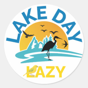 Summer Nature "Lake Day Lazy" Outdoor Vibes Design Runder Aufkleber