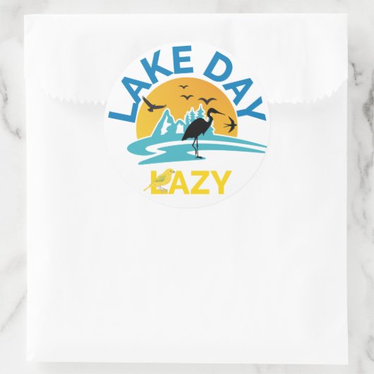 Summer Nature "Lake Day Lazy" Outdoor Vibes Design Runder Aufkleber (Tasche)