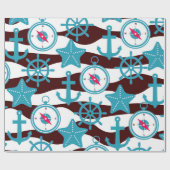 Summer Nautic Pattern Geschenkpapier (Flach)