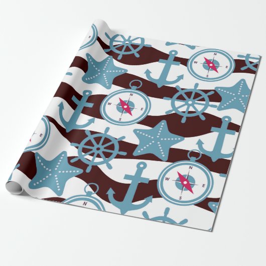 Summer Nautic Pattern Geschenkpapier (Ungerollt)