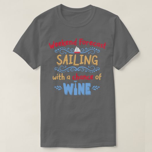 Summer Nautic Sailing Lake Wine Design T-Shirt (Design vorne)
