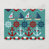 Summer Nautic Theme Anchors Segelboote Helms Postkarte (Vorderseite)