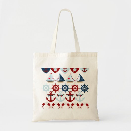 Summer Nautic Theme Anchors Segelboote Helms Tragetasche (Vorne)