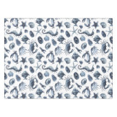 Summer Nautical Seashell Seegang Krabben Seepferd Tischdecke (Vorderseite (Horizontal))
