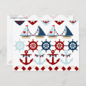 Summer Nautical Theme Anchors Sail Boats Helms Postkarte (Vorne/Hinten)
