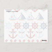 Summer Nautical Theme Anchors Sail Boats Helms Postkarte (Rückseite)