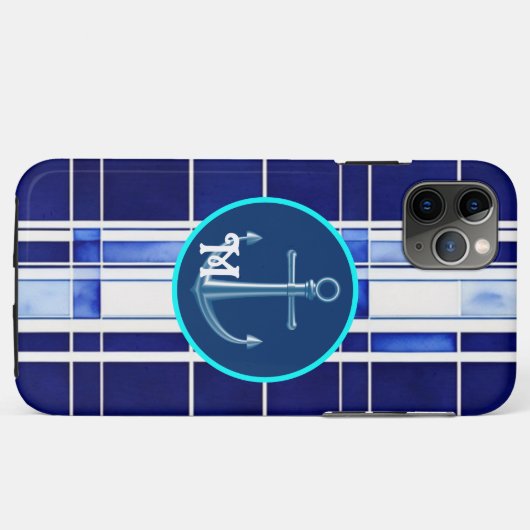 Summer Navy Blue Boat Moderne Stripes Collection Case-Mate iPhone Hülle (Rückseite (Horizontal))