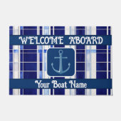 Summer Navy Blue Boat Moderne Stripes Collection Fußmatte (Vorderseite)