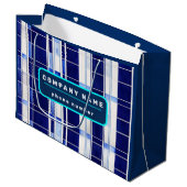 Summer Navy Blue Boat Moderne Stripes Collection Große Geschenktüte (Vorderseite Schrägansicht)