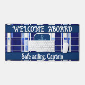 Summer Navy Blue Boat Moderne Stripes Collection Schreibtischunterlage (Tastatur & Maus)