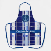 Summer Navy Blue Boat Moderne Stripes Collection Schürze (Vorderseite)