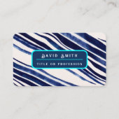 Summer Navy Blue Boat Populäre Stripes Collection Visitenkarte (Vorderseite)