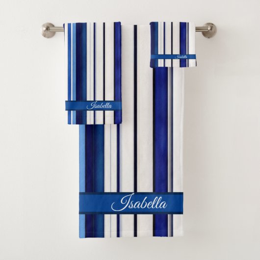 Summer Navy Blue Boot Trendy Stripes Collection Badhandtuch Set (Insitu)