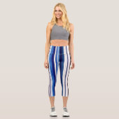 Summer Navy Blue Boot Trendy Stripes Collection Capri Leggings (Vorderseite)